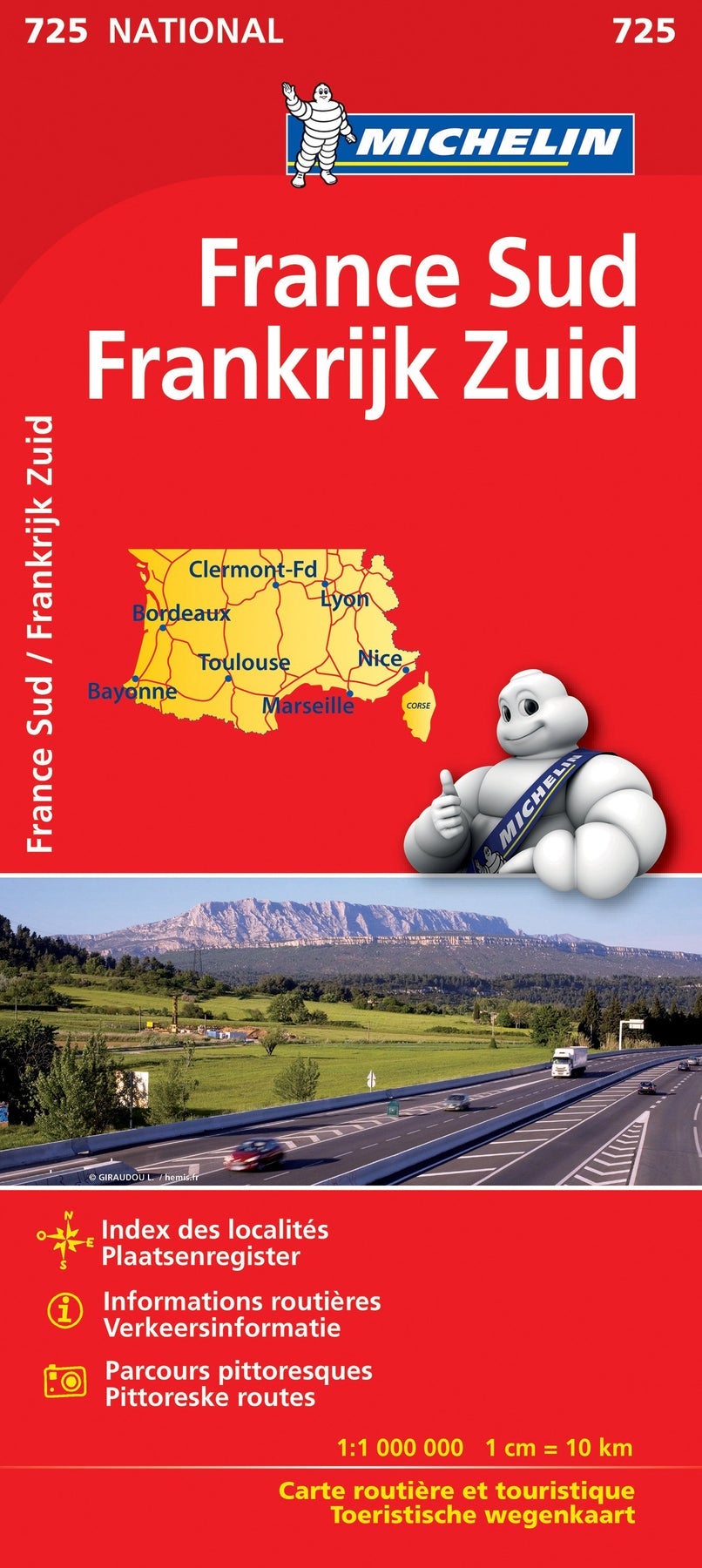 Carte routière n° 725 - France Sud - VERSION MURALE ET PLASTIFIEE | Michelin carte murale roulée (en tube) Michelin