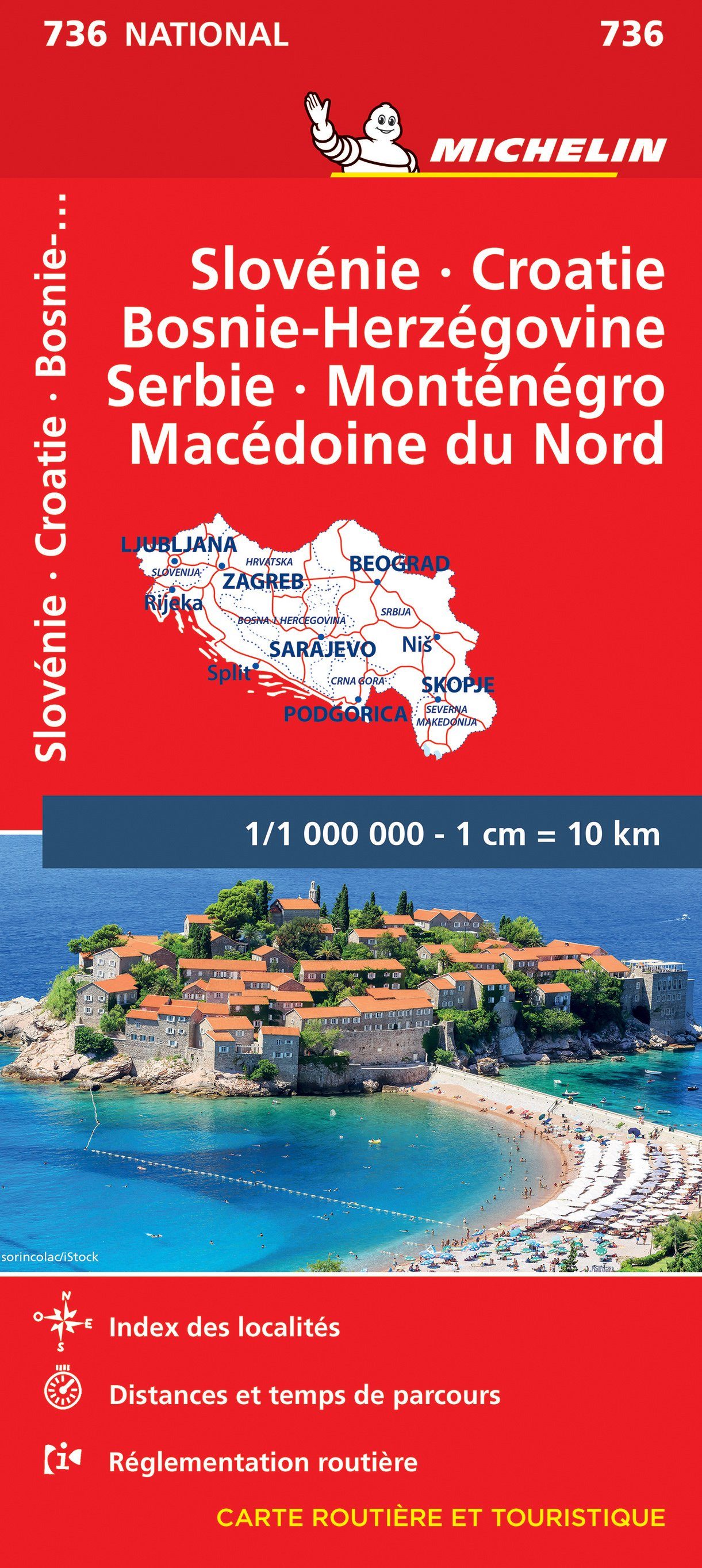 Carte routière n° 736 - Slovénie, Croatie, Bosnie-Herzégovine, Serbie, Monténégro, Macédoine | Michelin carte routière Michelin