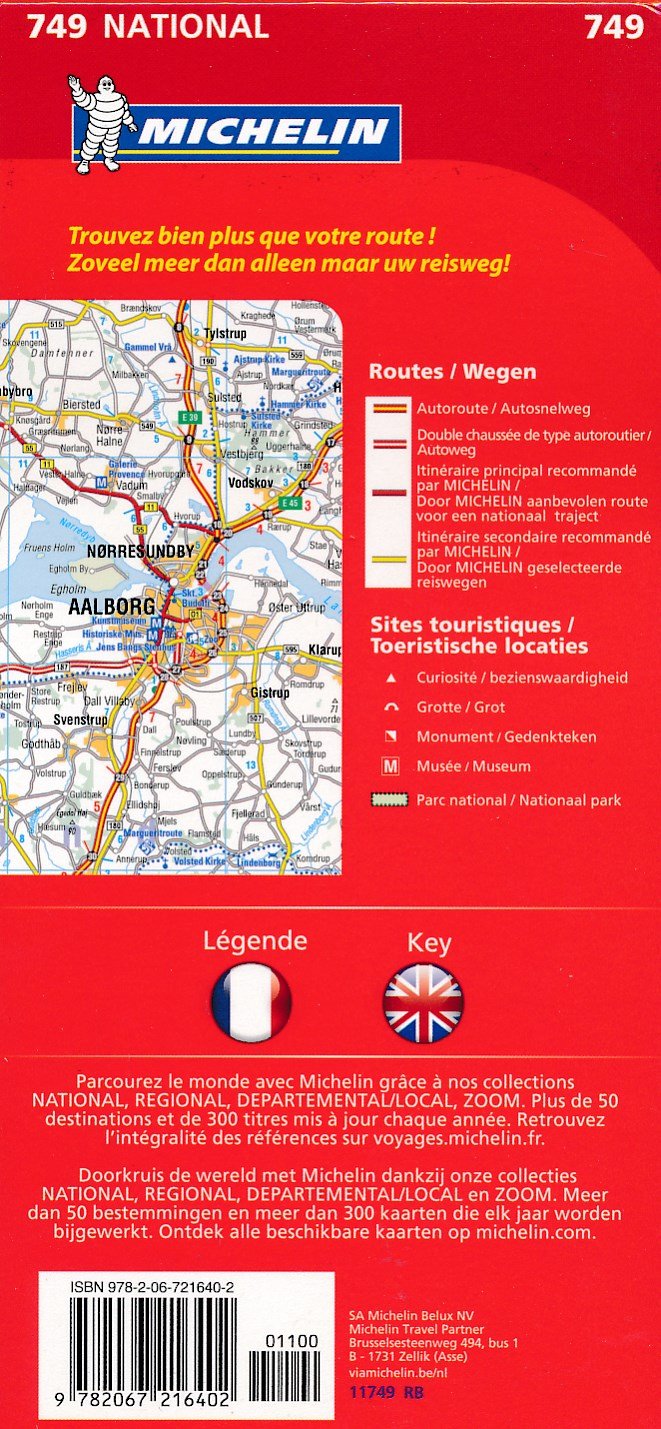 Carte routière n° 749 - Danemark | Michelin carte routière Michelin