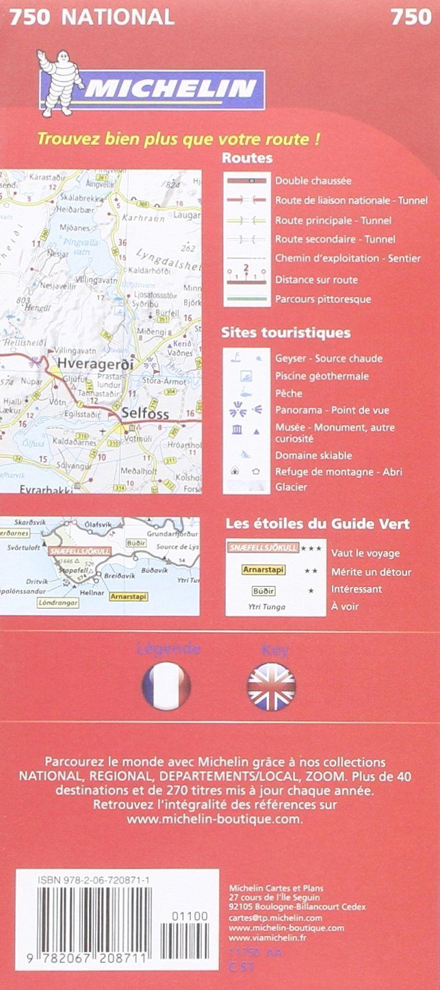 Carte routière n° 750 - Islande | Michelin carte routière Michelin