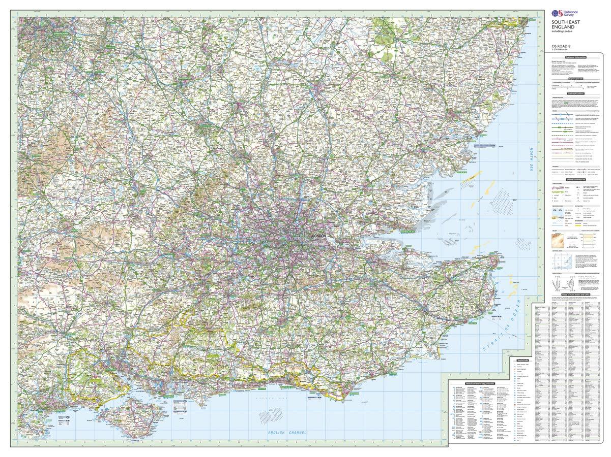 Carte routière n° 8 - Sud-est de l'Angleterre & Londres | Ordnance Survey - Road carte routière Ordnance Survey