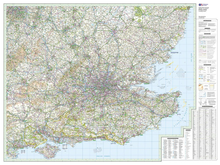 Carte routière n° 8 - Sud-est de l'Angleterre & Londres | Ordnance Survey - Road carte pliée Ordnance Survey 