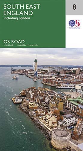 Carte routière n° 8 - Sud-est de l'Angleterre & Londres | Ordnance Survey - Road carte pliée Ordnance Survey 