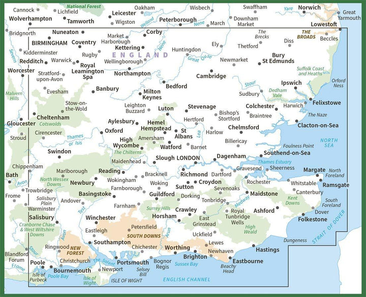 Carte routière n° 8 - Sud-est de l'Angleterre & Londres | Ordnance Survey - Road carte pliée Ordnance Survey 