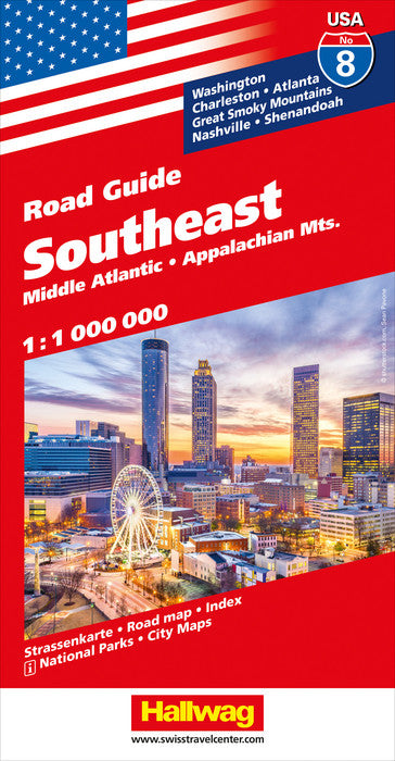 Carte routière n° 8 - USA Sud-Est (MidAtlantic, Appalaches) | Hallwag carte pliée Hallwag 