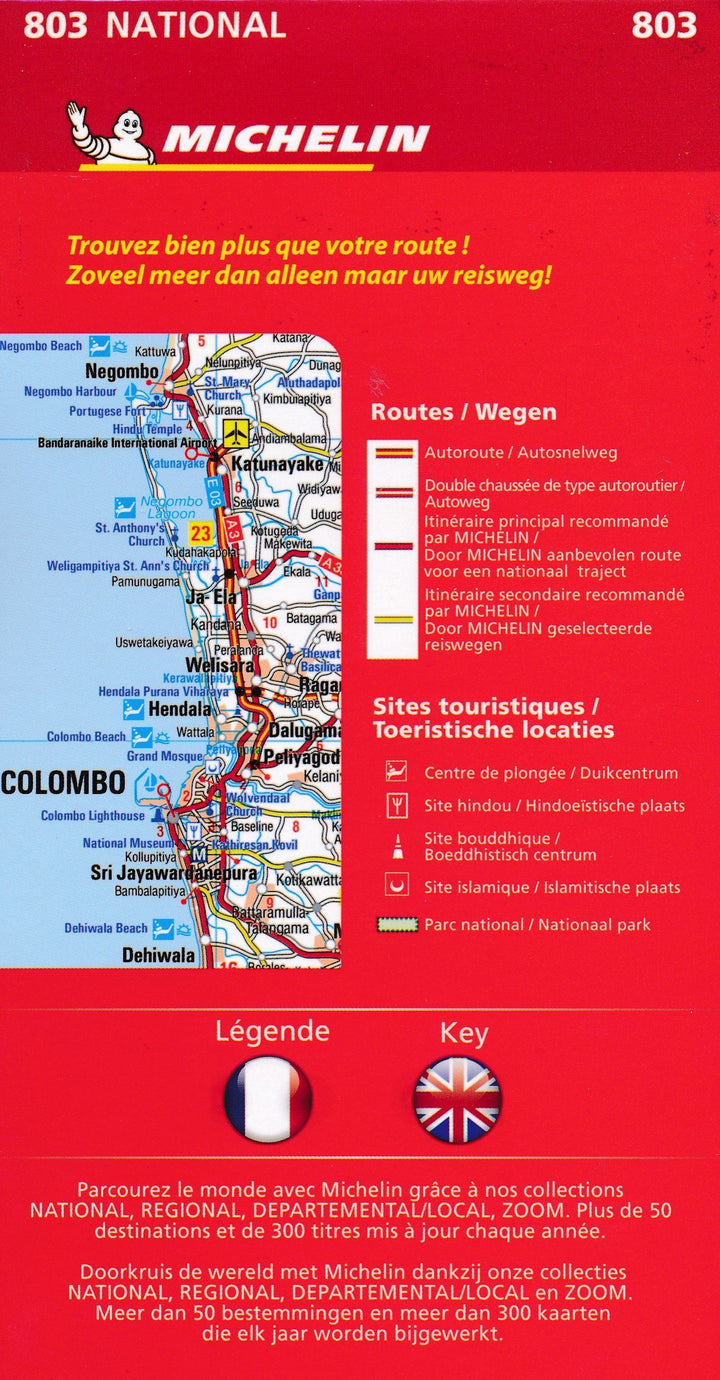 Carte routière n° 803 - Sri Lanka | Michelin carte pliée Michelin 