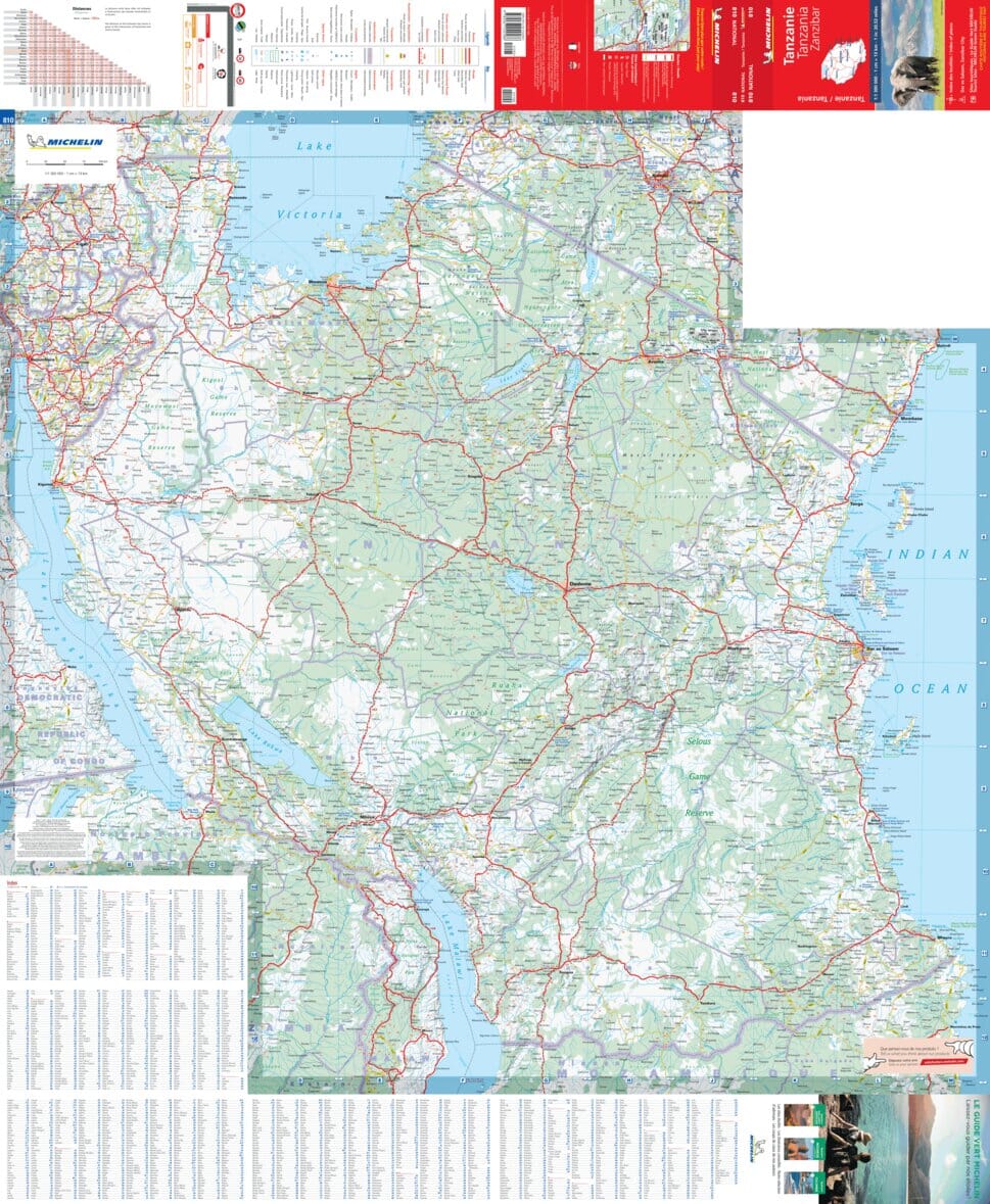 Carte routière n° 810 - Tanzanie & Zanzibar | Michelin carte pliée Michelin 