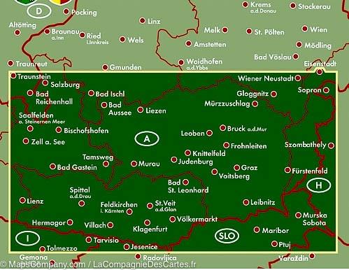 Carte routière - Lands de Styrie & Carinthie (Autriche) | Freytag & Berndt carte routière Freytag & Berndt