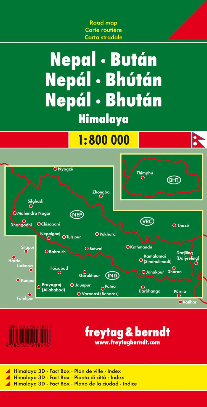 Carte routière - Népal & Bhoutan | Freytag & Berndt carte pliée Freytag & Berndt 