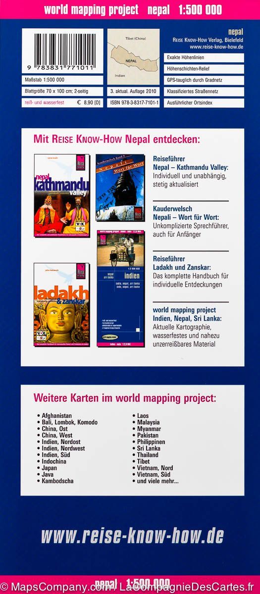 Carte routière - Népal | Reise Know How carte routière Reise Know-How