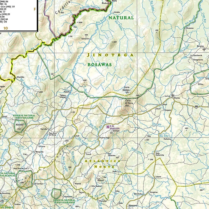 Carte routière - Nicaragua, Honduras & Salvador | National Geographic carte pliée National Geographic 