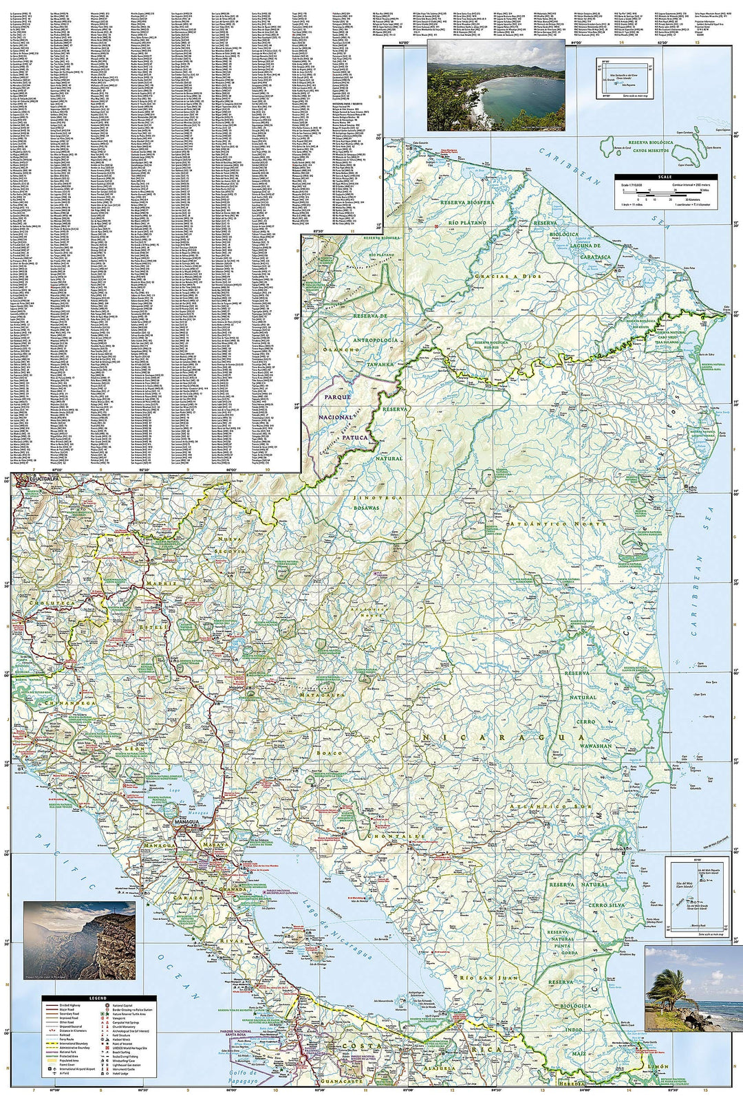 Carte routière - Nicaragua, Honduras & Salvador | National Geographic carte pliée National Geographic 
