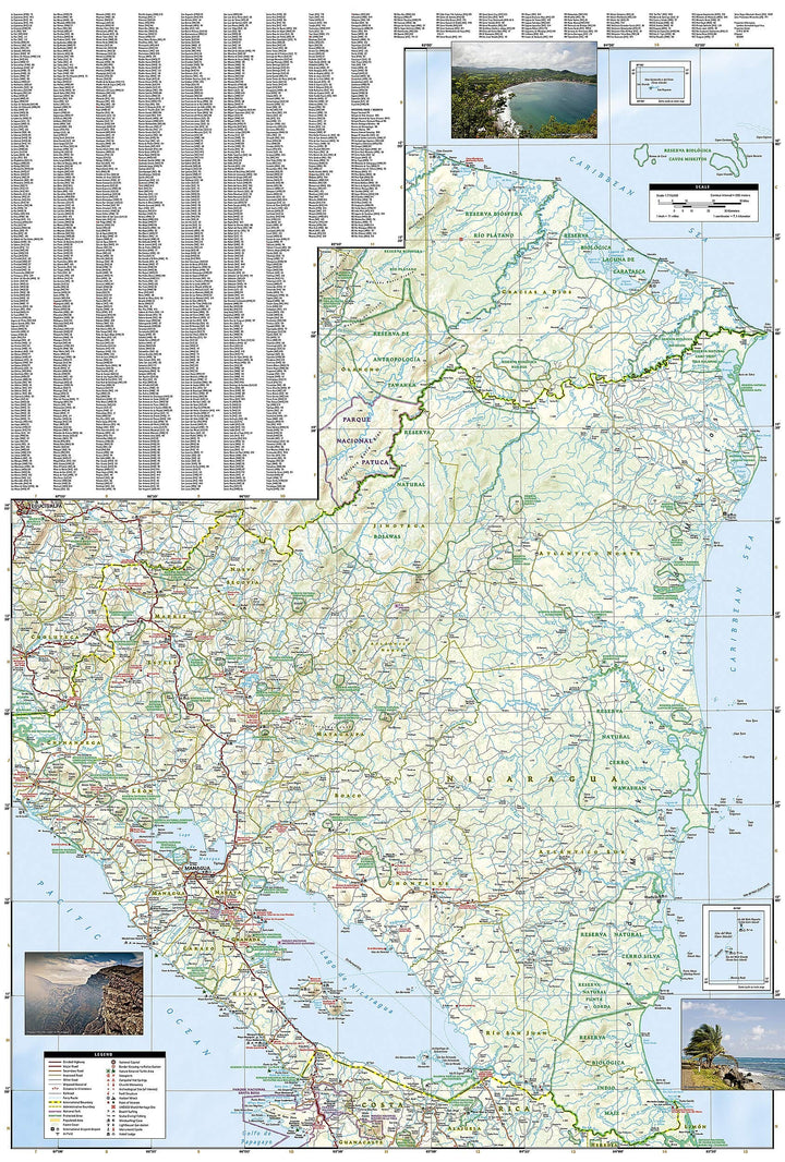 Carte routière - Nicaragua, Honduras & Salvador | National Geographic carte pliée National Geographic 