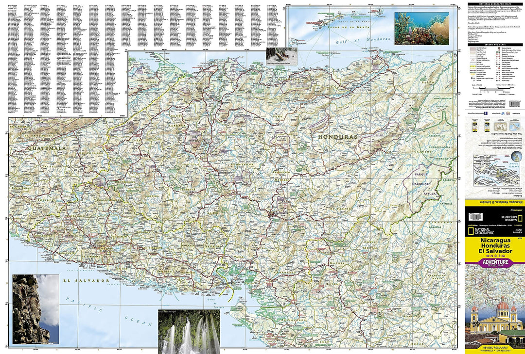 Carte routière - Nicaragua, Honduras & Salvador | National Geographic carte pliée National Geographic 