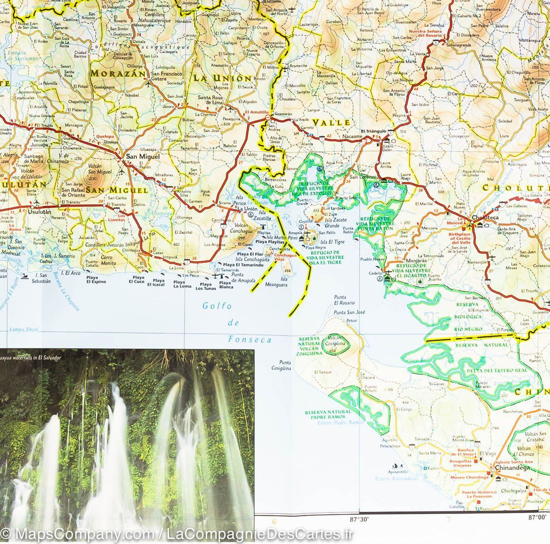 Carte routière - Nicaragua, Honduras & Salvador | National Geographic carte pliée National Geographic 
