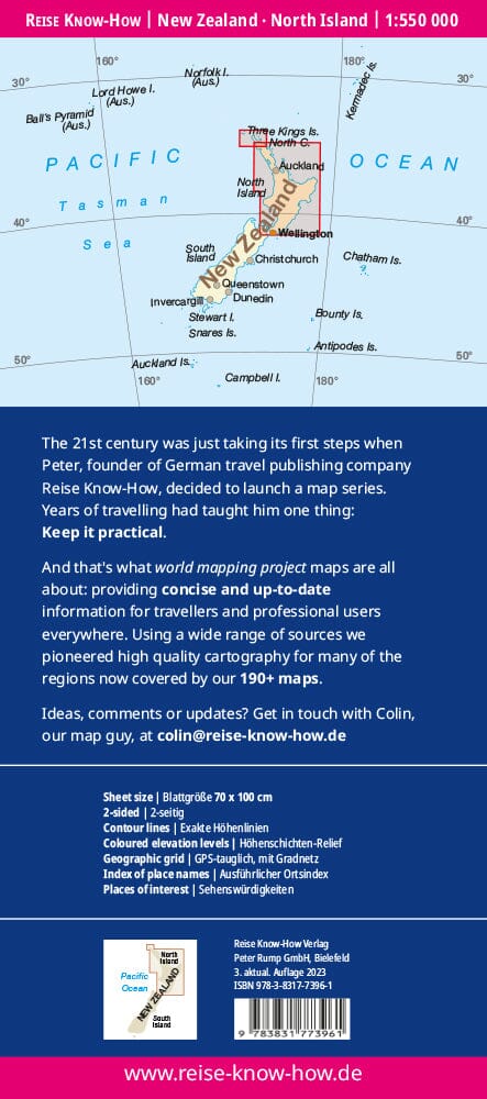 Carte routière - Nouvelle Zélande : île du Nord | Reise Know How carte routière Reise Know-How
