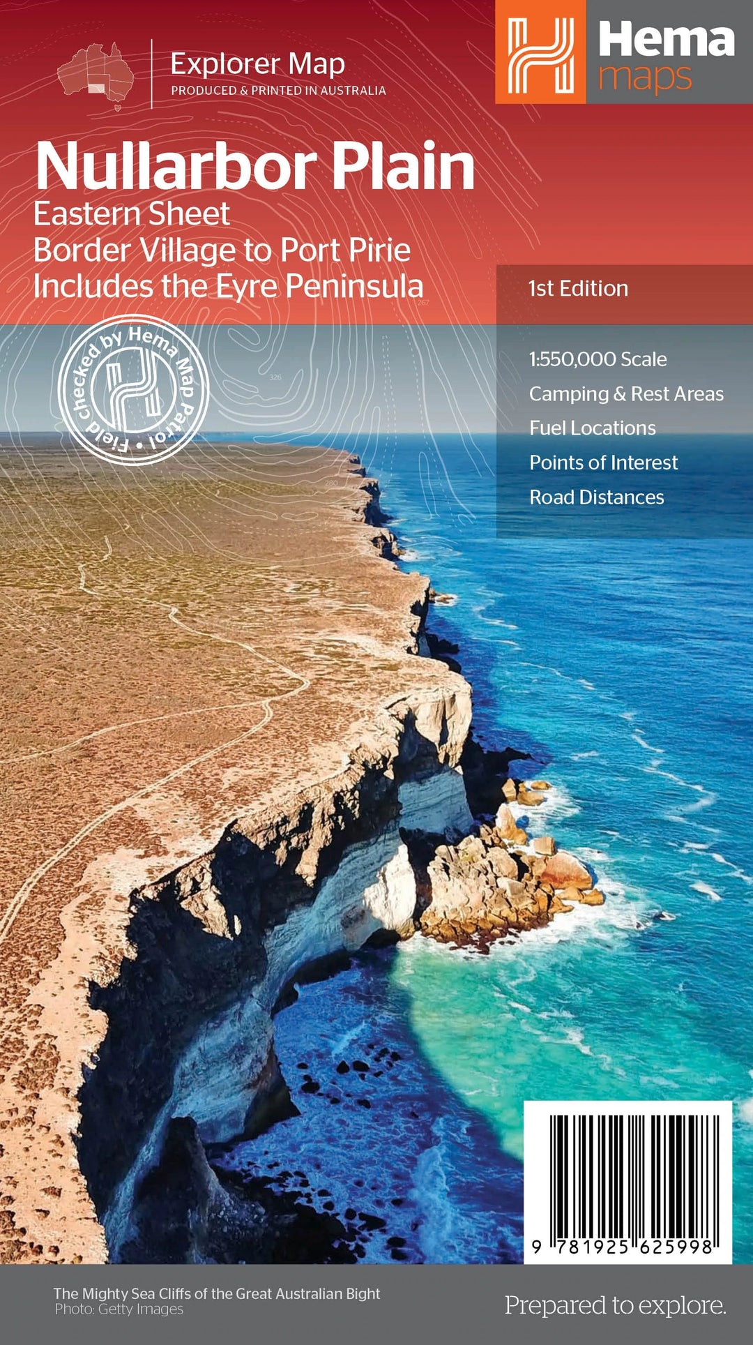 Carte routière - Nullarbor Plain - Eastern Map - Border Village to Port Pirie (Australie Méridionale) | Hema Maps carte pliée Hema Maps 