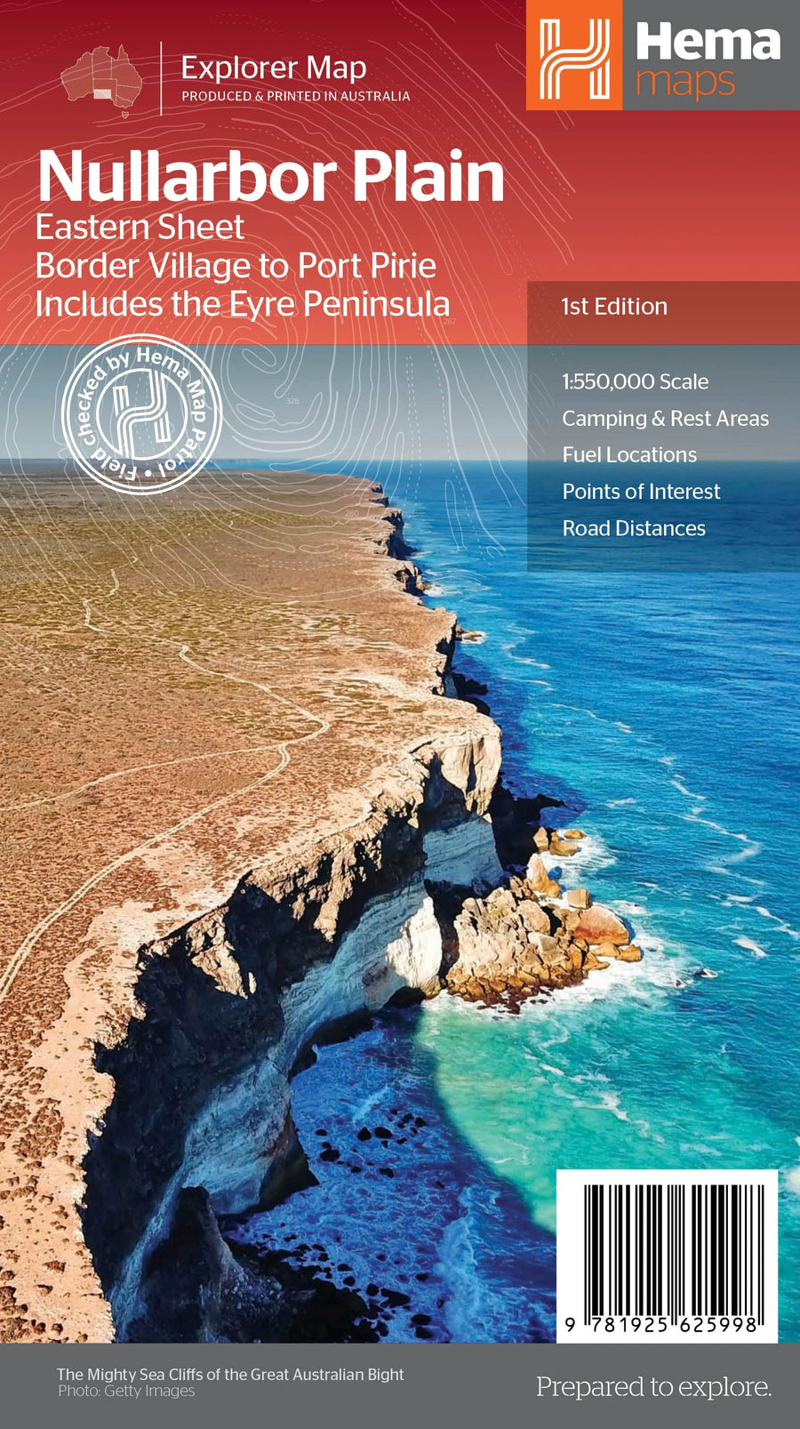 Carte routière - Nullarbor Plain - Eastern Map - Border Village to Port Pirie (Australie Méridionale) | Hema Maps carte pliée Hema Maps 