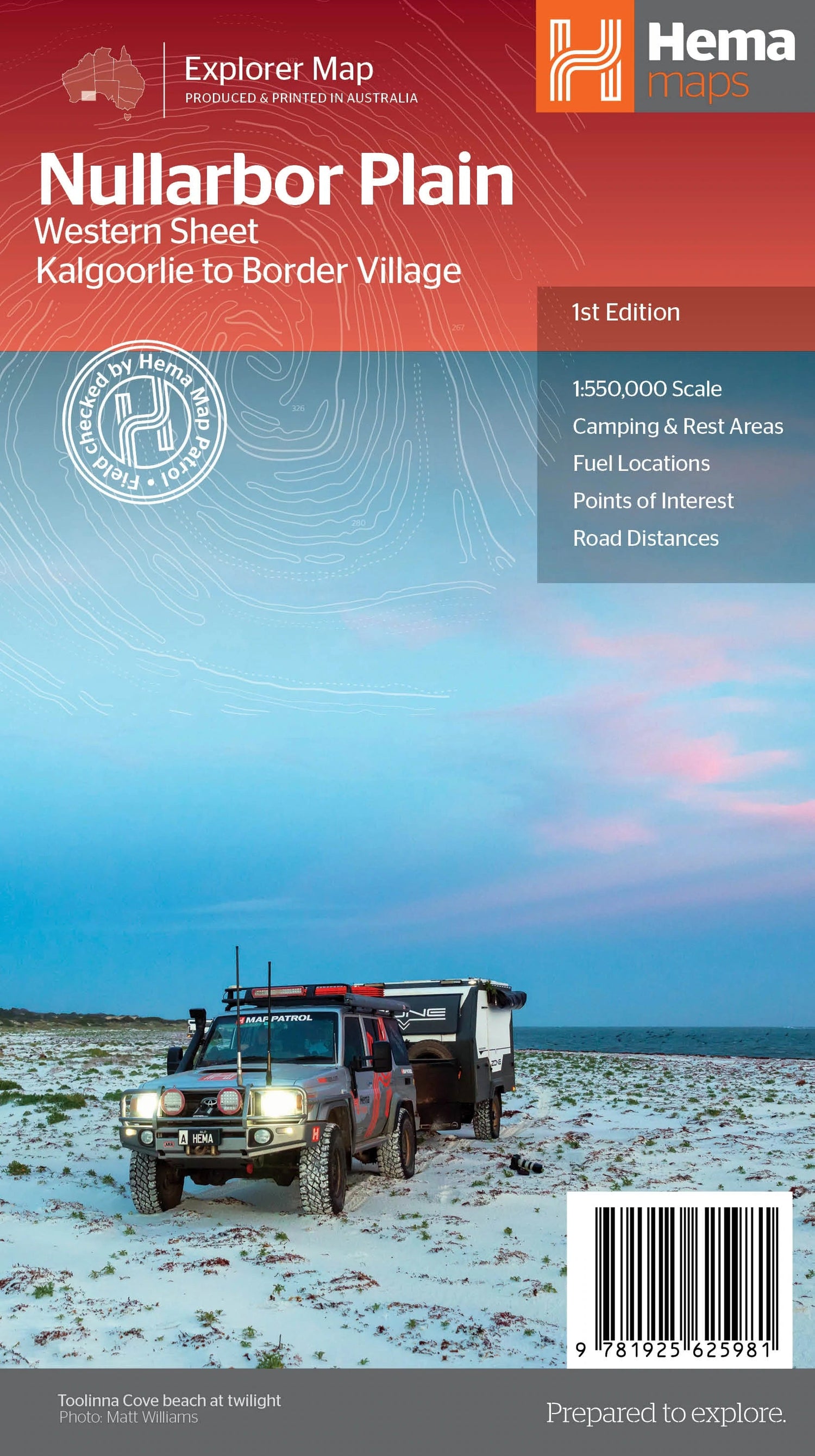 Carte routière - Nullarbor Plain - Ouest : Kalgoorlie to Border Village (Australie Méridionale) | Hema Maps carte routière Hema Maps