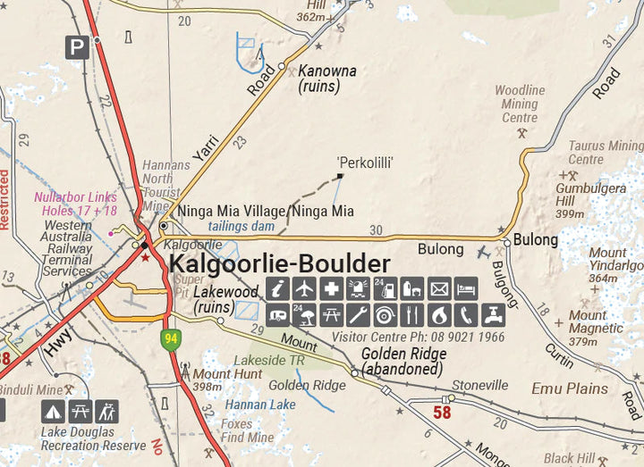 Carte routière - Nullarbor Plain - Ouest : Kalgoorlie to Border Village (Australie Méridionale) | Hema Maps carte pliée Hema Maps 
