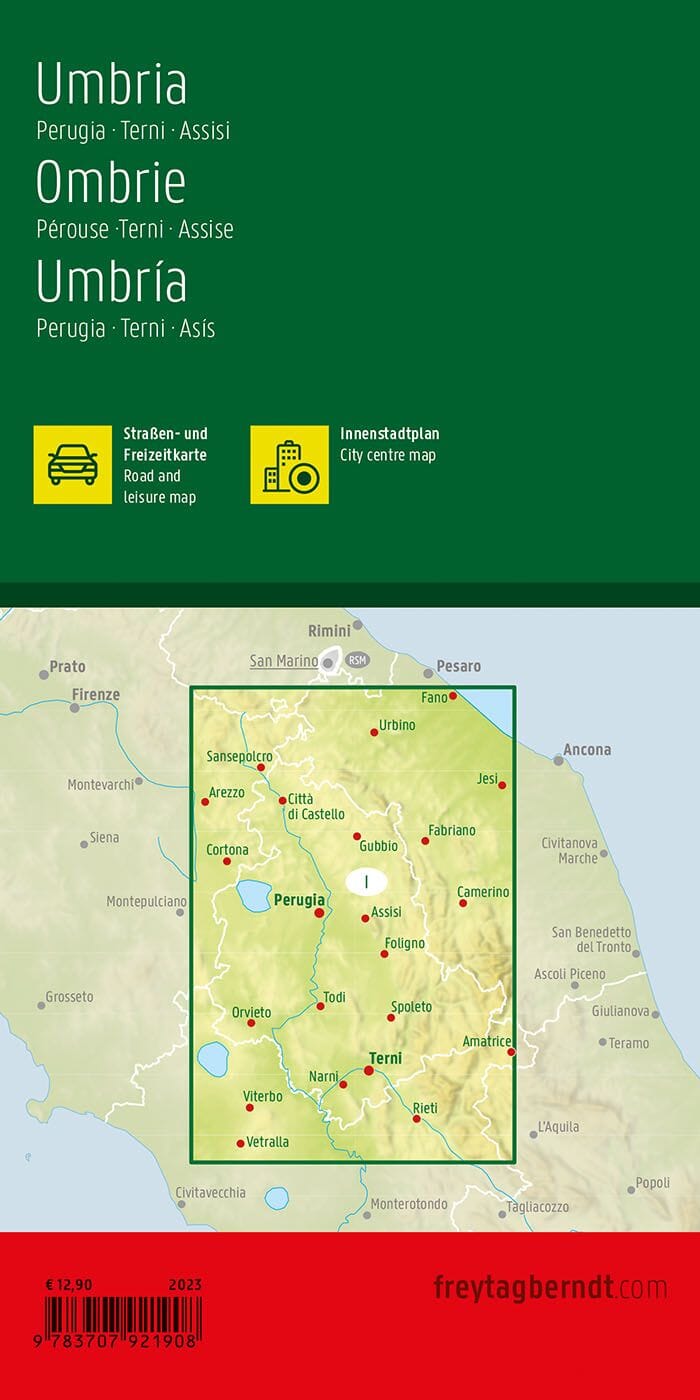 Carte routière - Ombrie (Pérouse, Assise, Italie) | Freytag & Berndt carte pliée Freytag & Berndt 