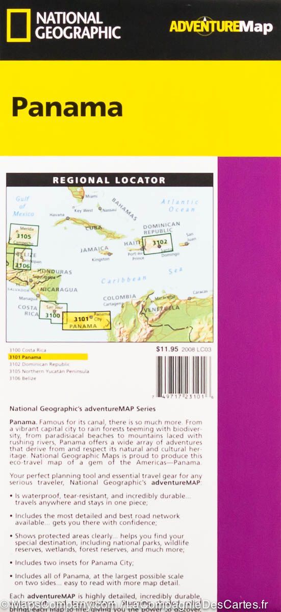 Carte routière - Panama | National Geographic carte routière National Geographic
