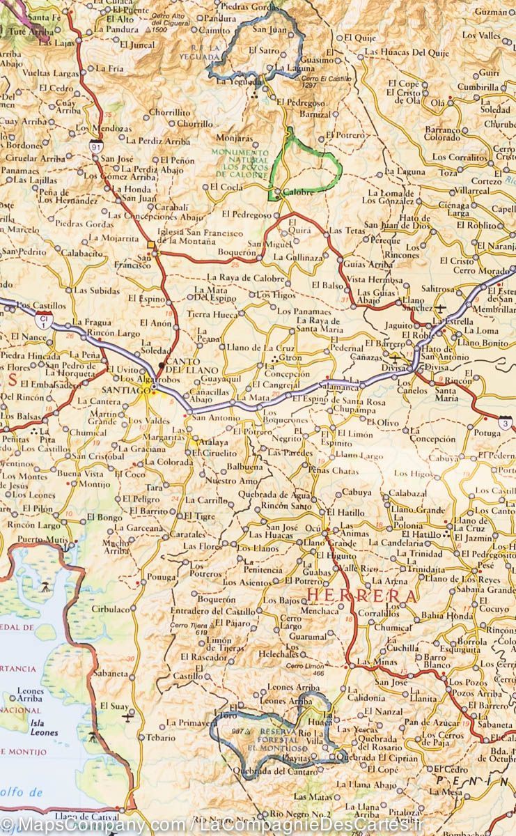 Carte routière - Panama | National Geographic carte routière National Geographic