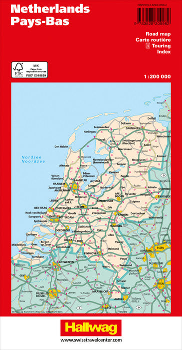 Carte routière - Pays-Bas | Hallwag carte pliée Hallwag 