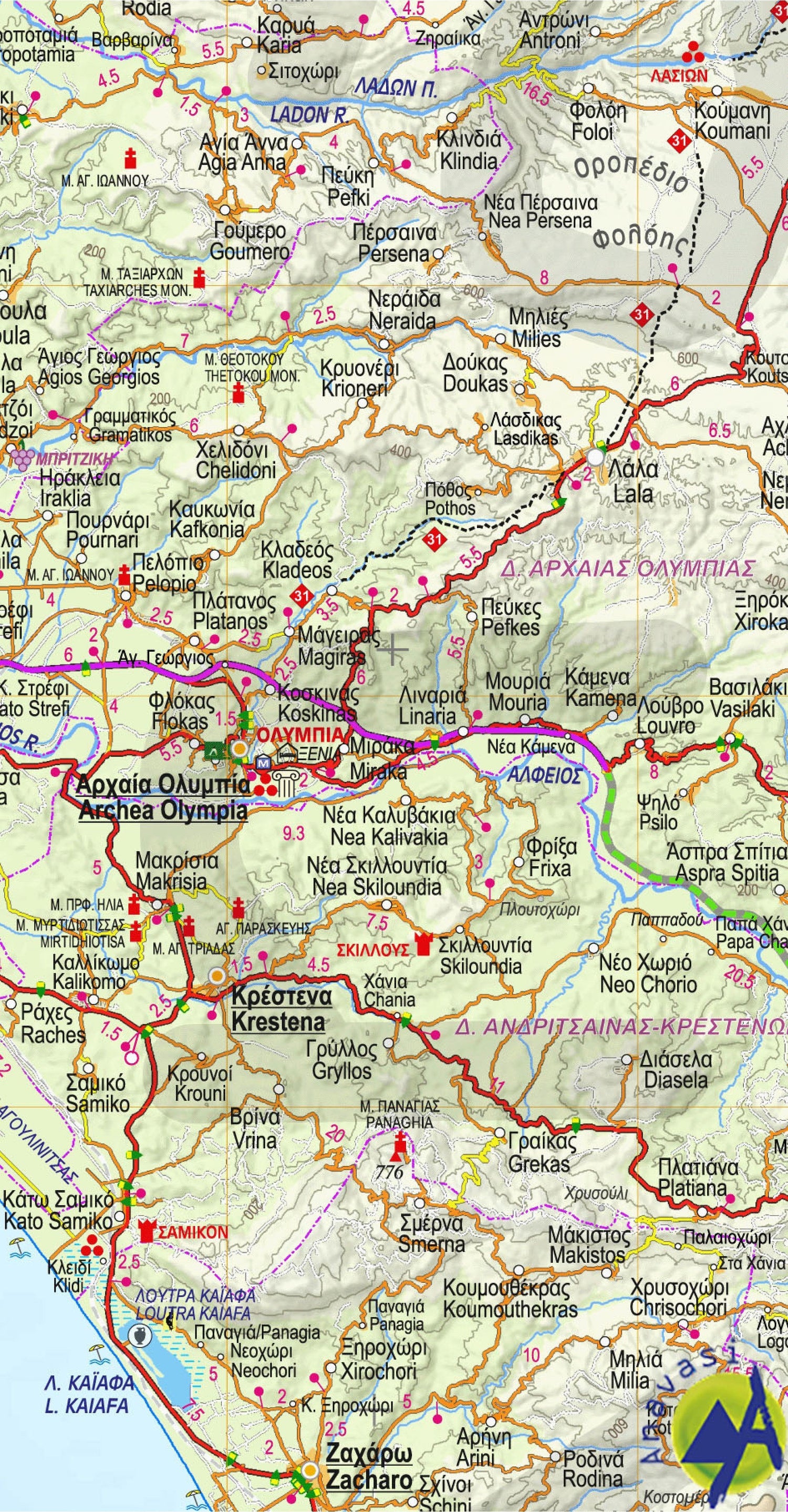Carte routière R2 - Péloponnèse (Grèce) | Anavasi carte routière Anavasi