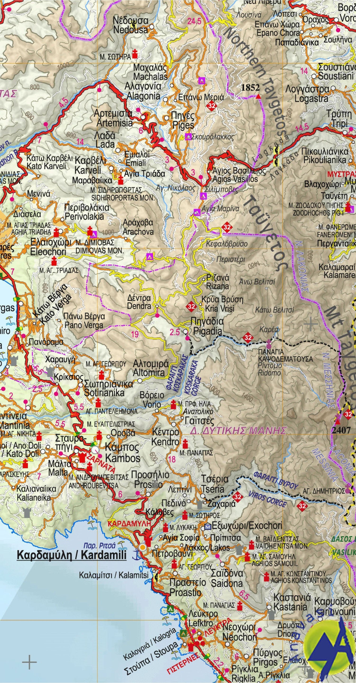 Carte routière R2 - Péloponnèse (Grèce) | Anavasi carte routière Anavasi