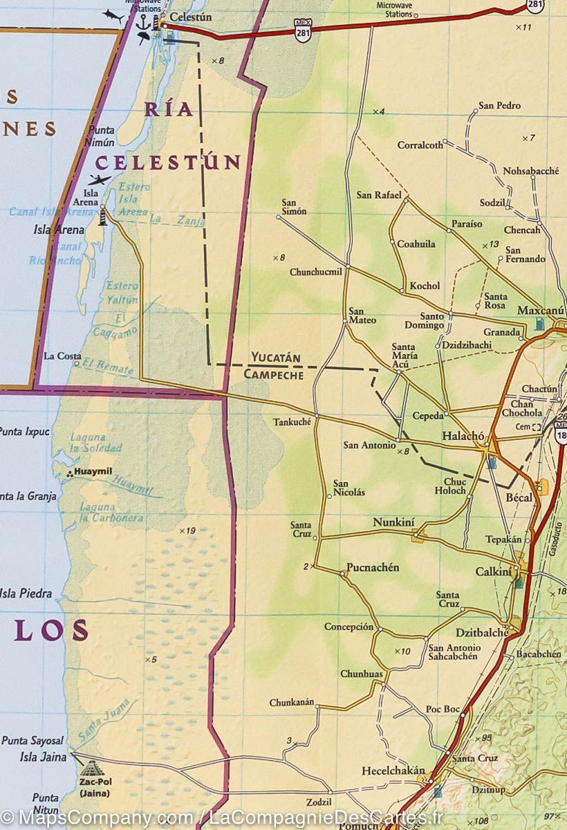 Carte routière - Péninsule du Yucatan Nord (Mexique) | National Geographic carte routière National Geographic