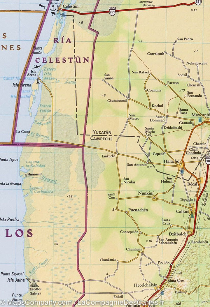 Carte routière - Péninsule du Yucatan Nord (Mexique) | National Geographic carte pliée National Geographic 
