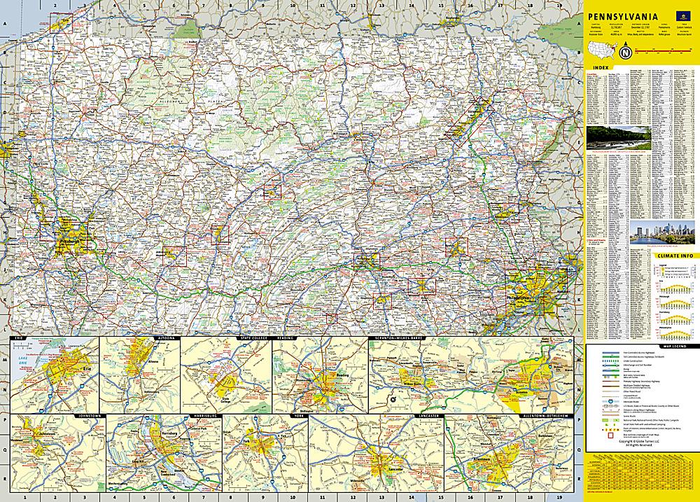 Carte routière - Pennsylvanie | National Geographic carte routière National Geographic