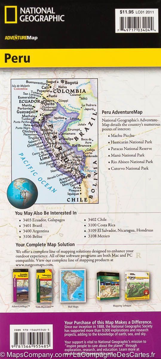 Carte routière - Pérou | National Geographic carte routière National Geographic