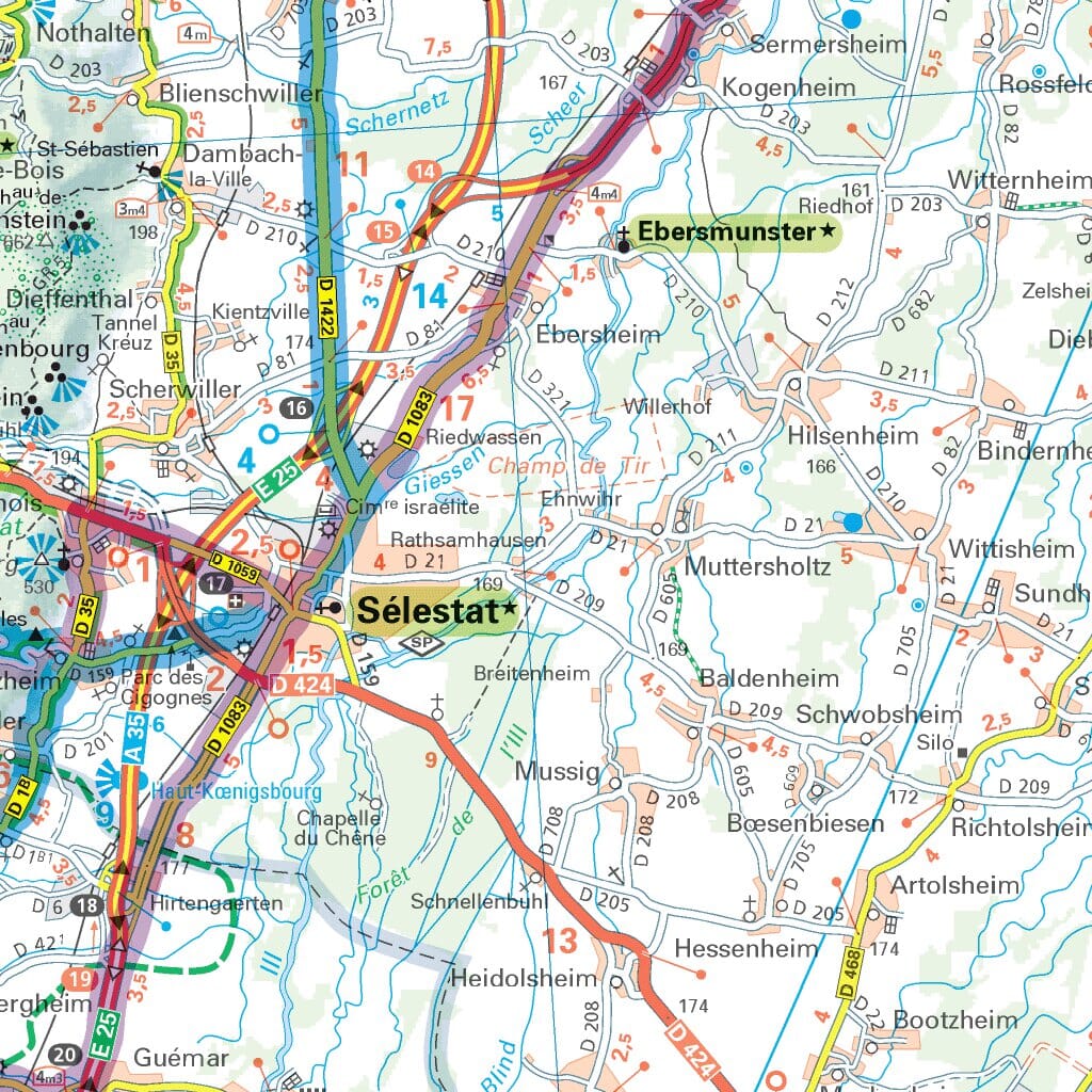 Carte touristique et routière - Alsace | Michelin carte routière Michelin