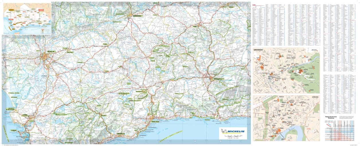 Carte routière plastifiée - Séville, Grenade, Cordoue (Andalousie) | Michelin carte routière Michelin