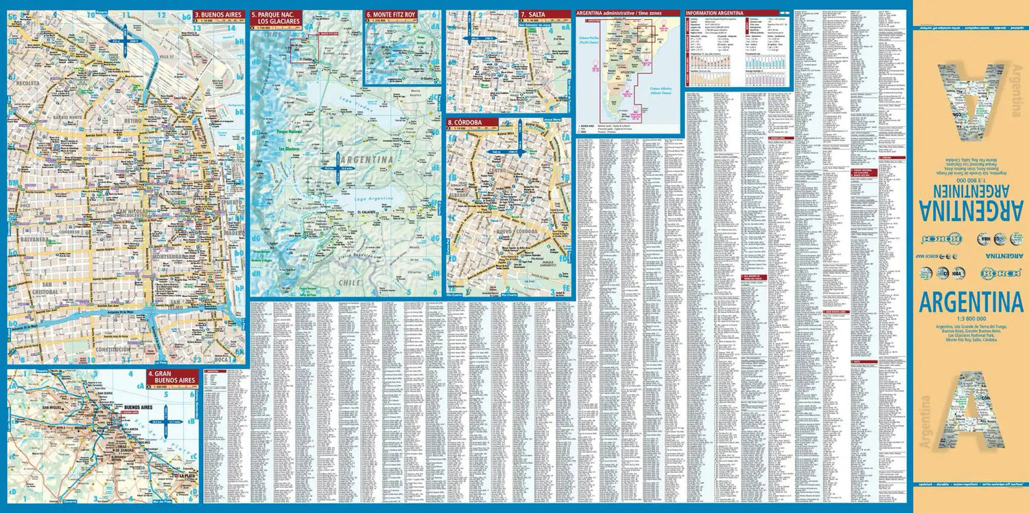 Carte routière plastifiée - Argentine | Borch Maps carte routière Borch Maps