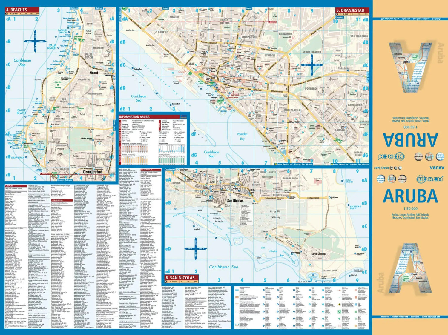 Carte routière plastifiée - Aruba (Petites Antilles) | Borch Maps carte routière Borch Maps