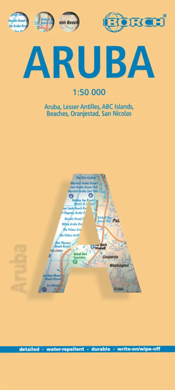 Carte routière plastifiée - Aruba (Petites Antilles) | Borch Maps carte routière Borch Maps