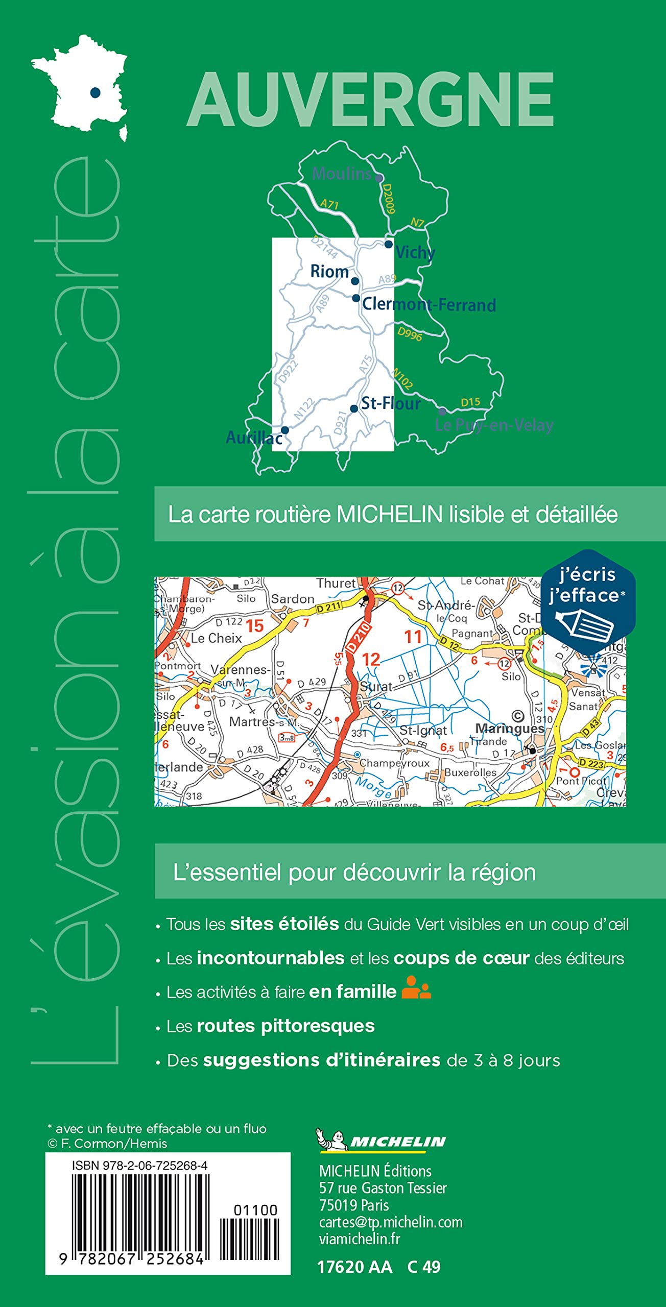 Carte routière plastifiée - Auvergne | Michelin carte routière Michelin