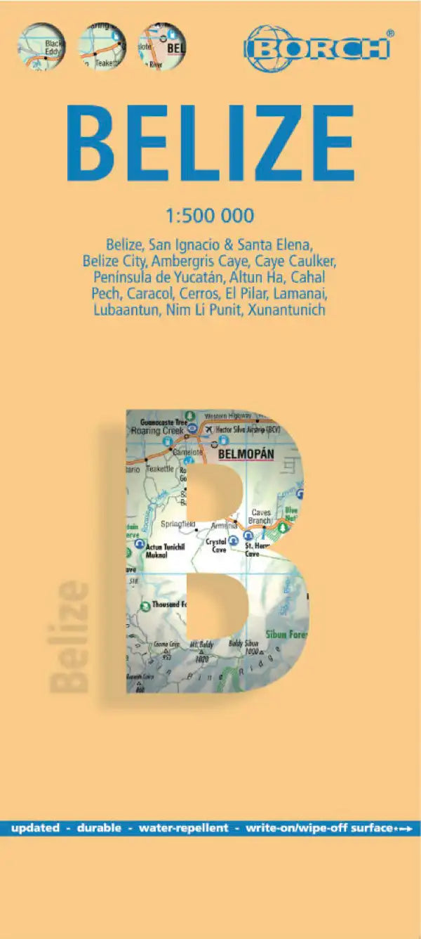 Carte routière plastifiée - Belize | Borch Maps carte routière Borch Maps