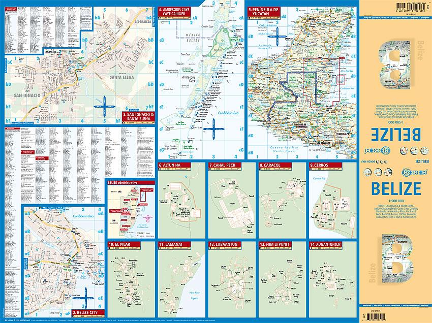 Carte routière plastifiée - Belize | Borch Map carte pliée Borch Map 