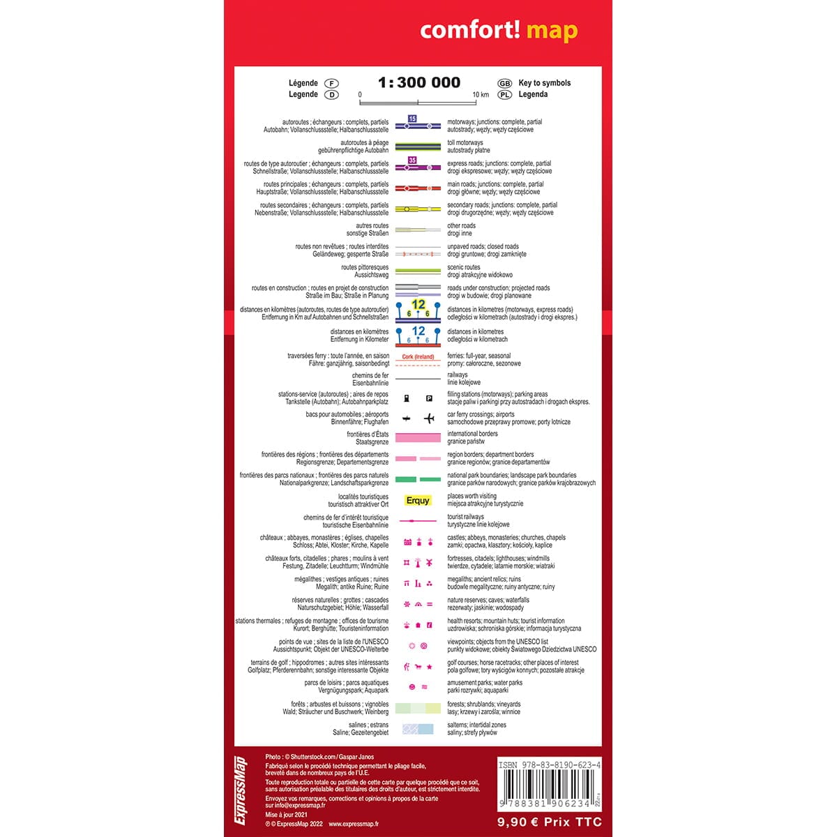 Carte routière plastifiée - Bretagne | Express Map carte routière Express Map