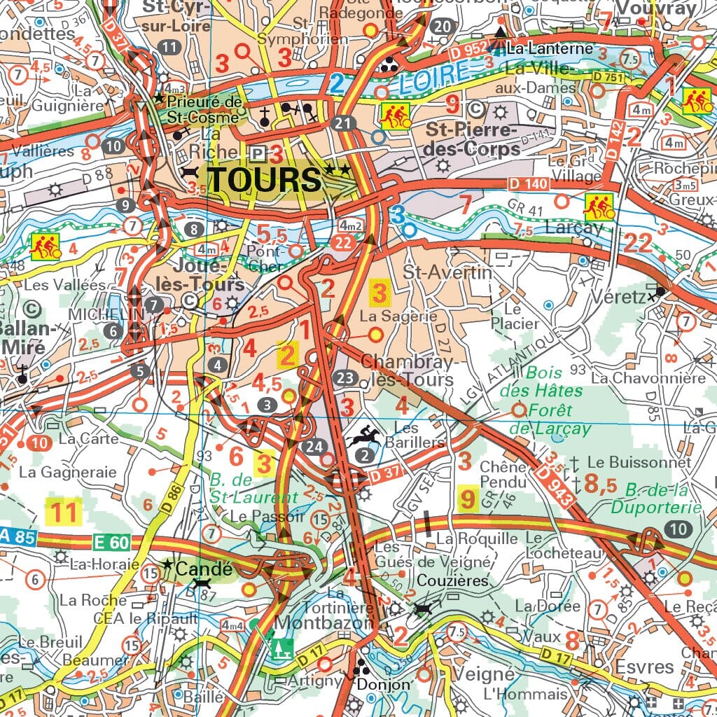 Carte touristique et routière - Châteaux de la Loire | Michelin carte routière Michelin