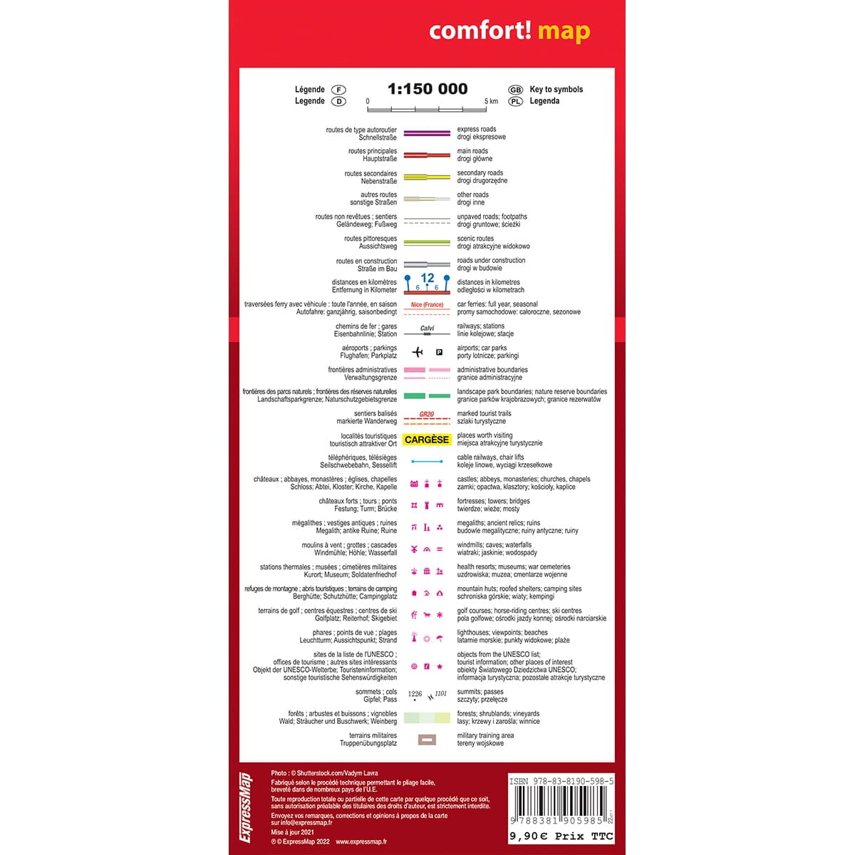 Carte routière plastifiée - Corse | Express Map carte routière Express Map