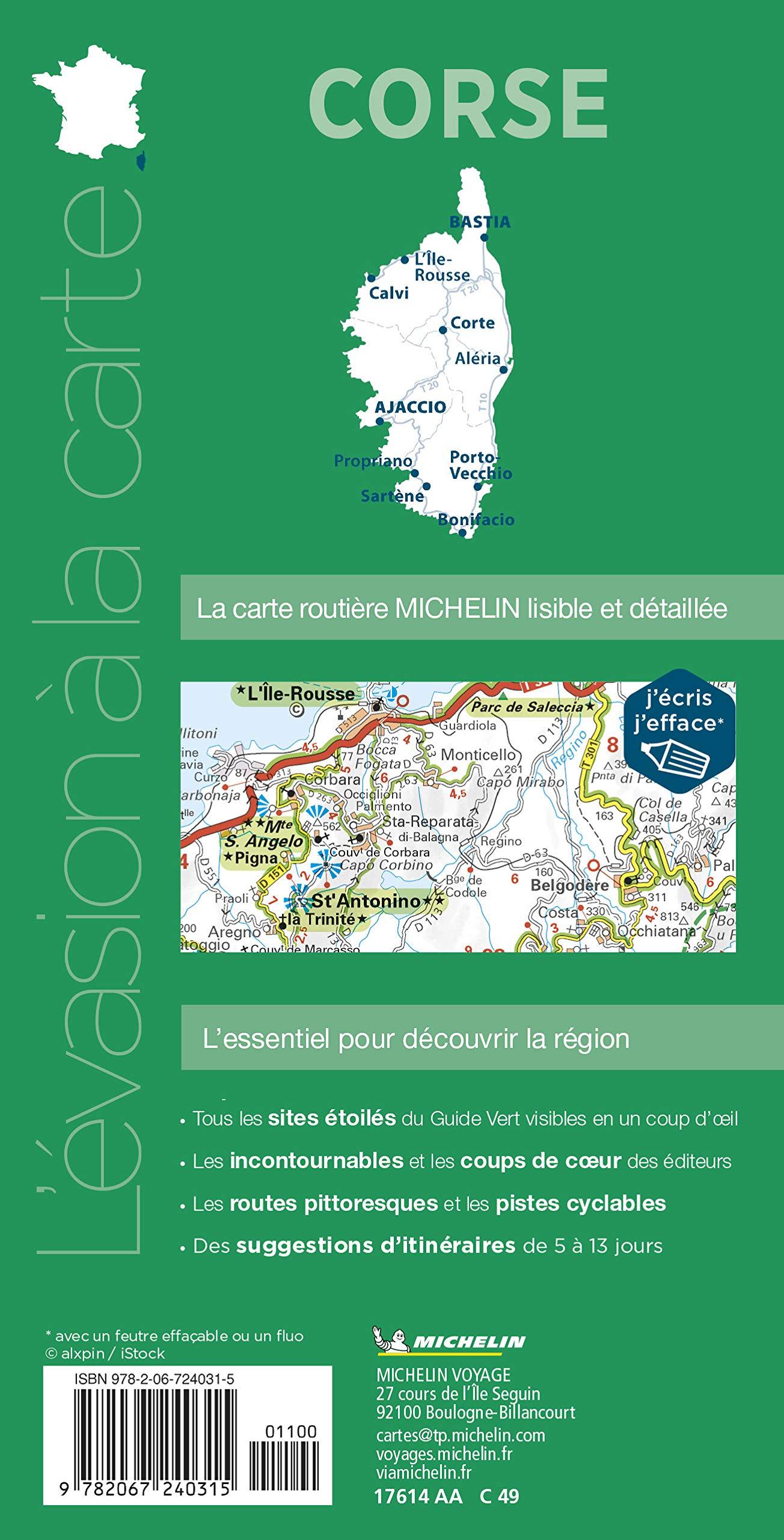 Carte routière et touristique indéchirable - Corse | Michelin carte routière Michelin
