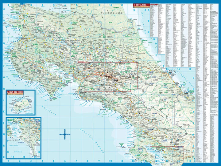 Carte routière plastifiée - Costa Rica | Borch Map carte pliée Borch Map 