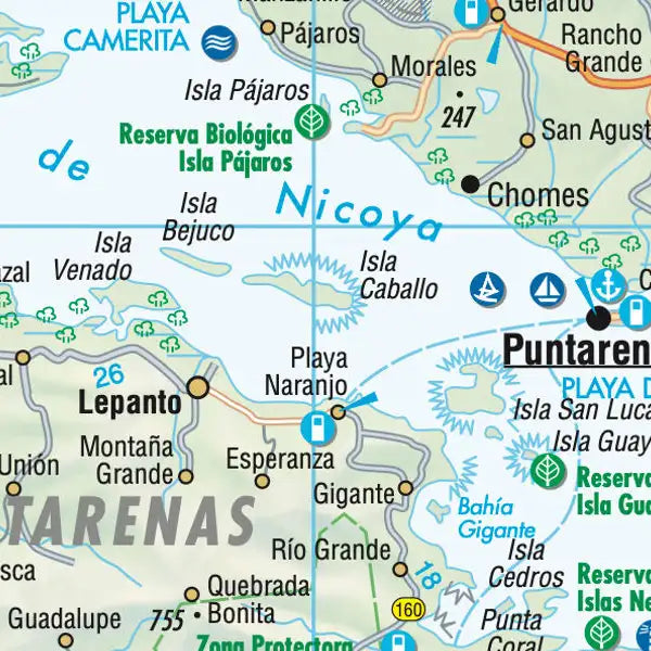 Carte routière plastifiée - Costa Rica | Borch Maps carte routière Borch Maps