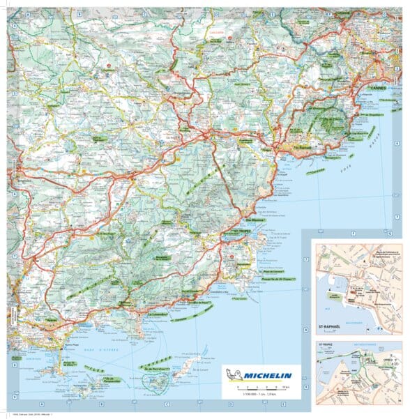 Carte routière plastifiée - Côte d'Azur (Hyères, Cannes, Nice, Menton) | Michelin carte routière Michelin
