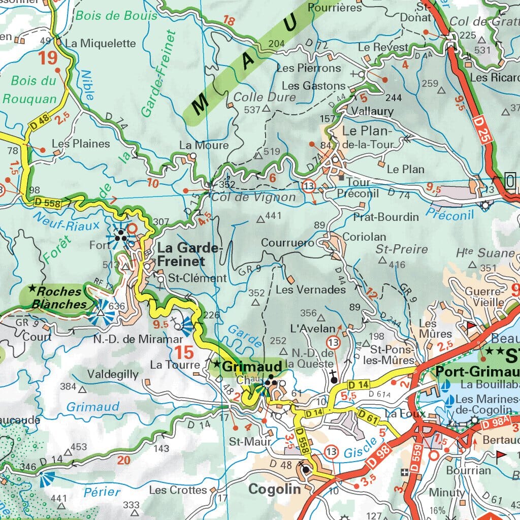 Carte routière plastifiée - Côte d'Azur (Hyères, Cannes, Nice, Menton) | Michelin carte routière Michelin